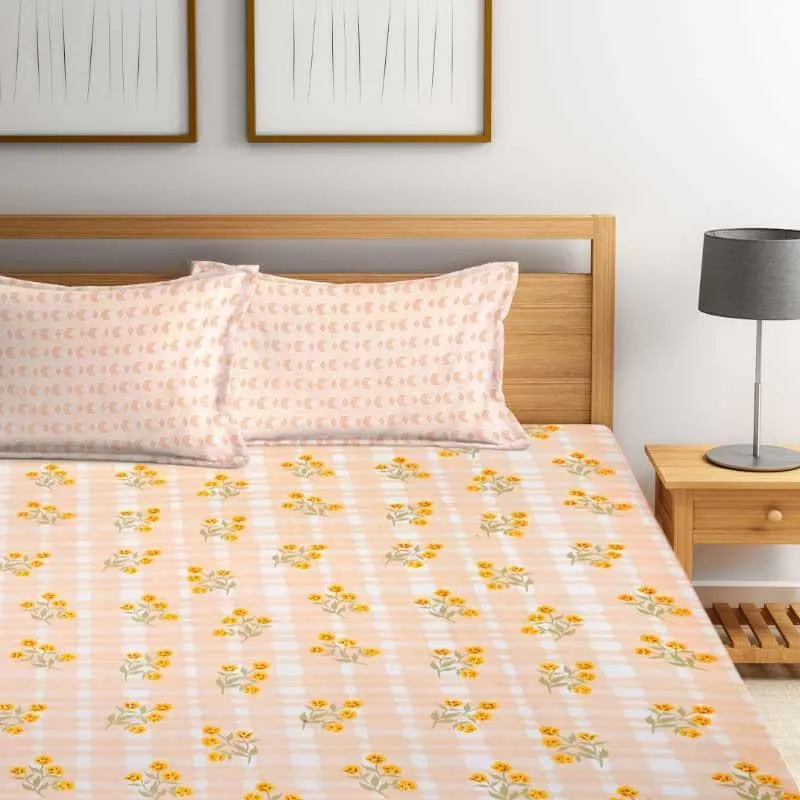 Slumbering Flora Fitted Microfiber Bedsheet - 300 GSM media 5