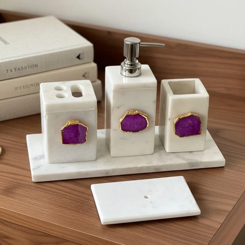 Kade Agate & Marble Bathroom Set - Pink media 1