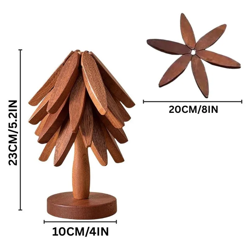 Tree Shaped Sheesham Wood Coasters with Stand - Four Piece Set media 6