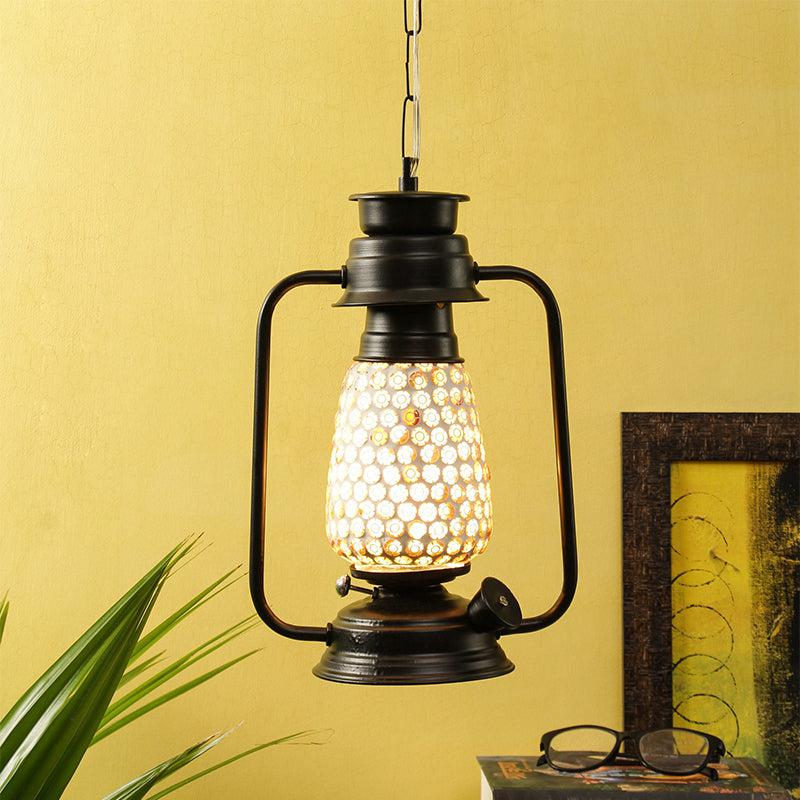 Navina Mosaic Lantern Glass Ceiling Lamp - Black media 2