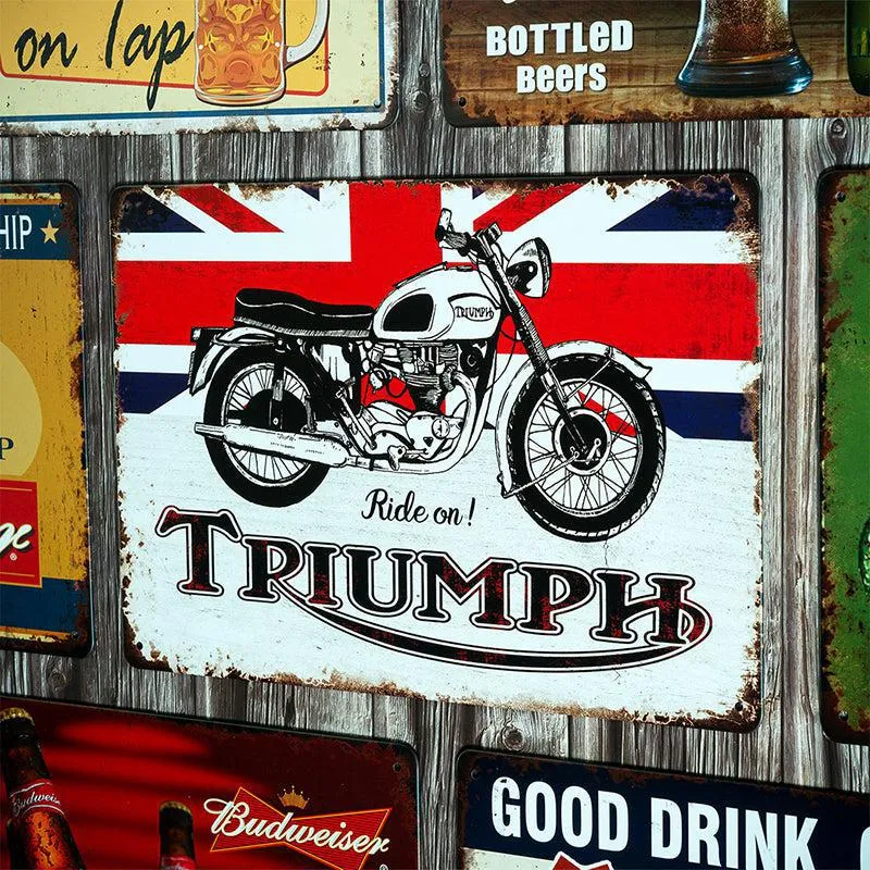 Ride On Triumph Retro Metal Wall Accent media 1