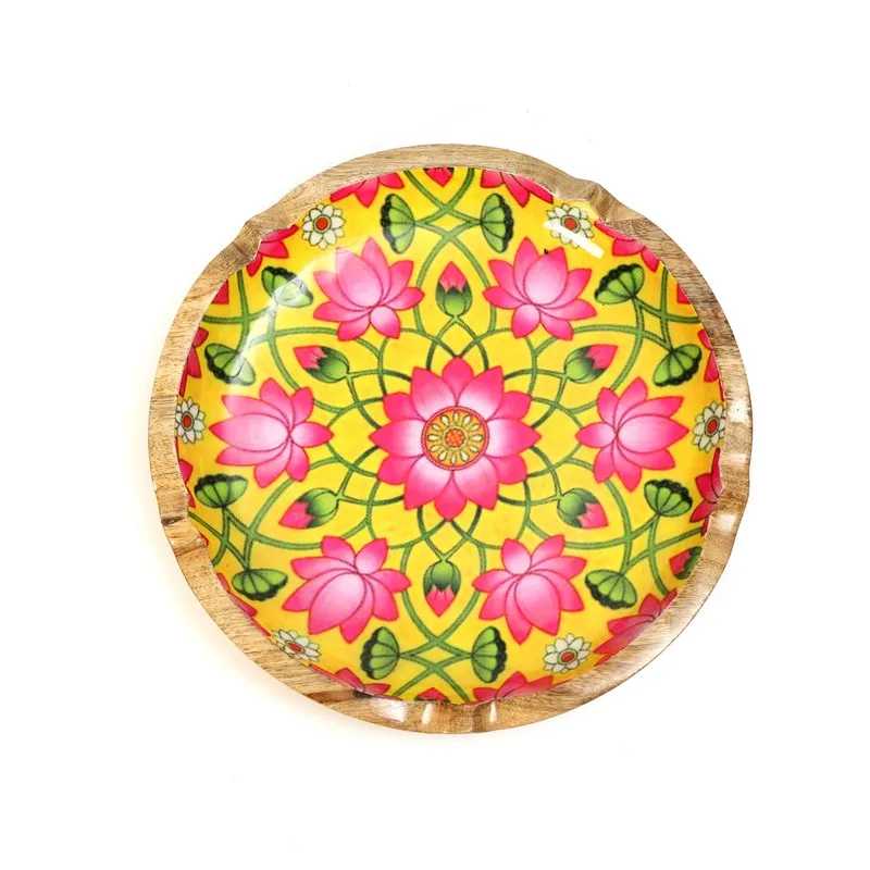 BloomLine Mango Wood Round Platter media 5
