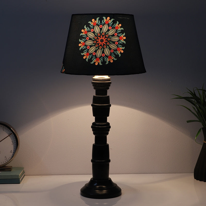 Toile Kente Printed Mango Wood Table Lamp - Multicolor