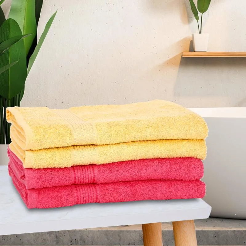 Bodil Bath Towel (Yellow & Pink) - Set Of Four media 1