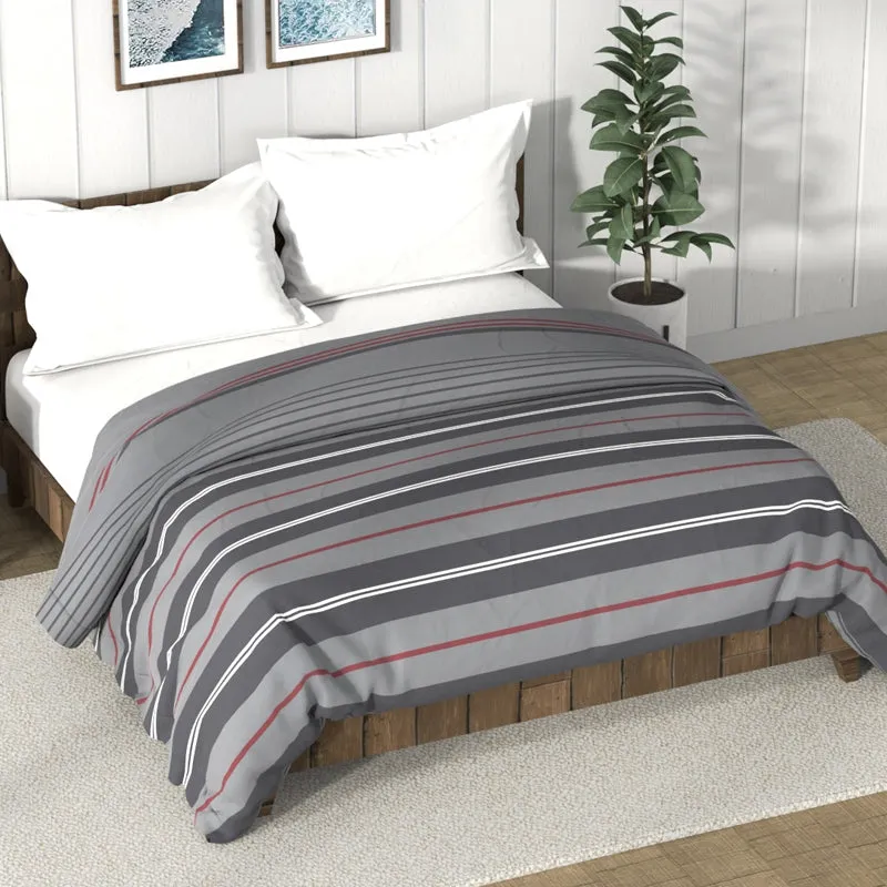 Nautica Stripe Symphony Comforter (Grey,Maroon) - 130 GSM media 1