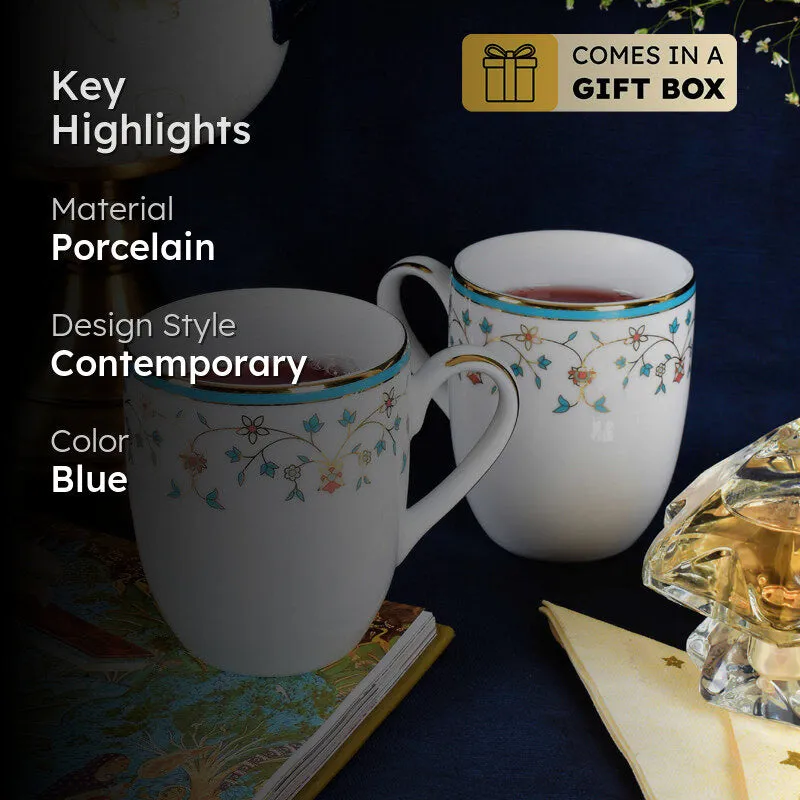 Gilded Mavi Coupe 24k Gold Brushed Porcelain Coffee Mug(280 mL Each) - Set Of Two media 2
