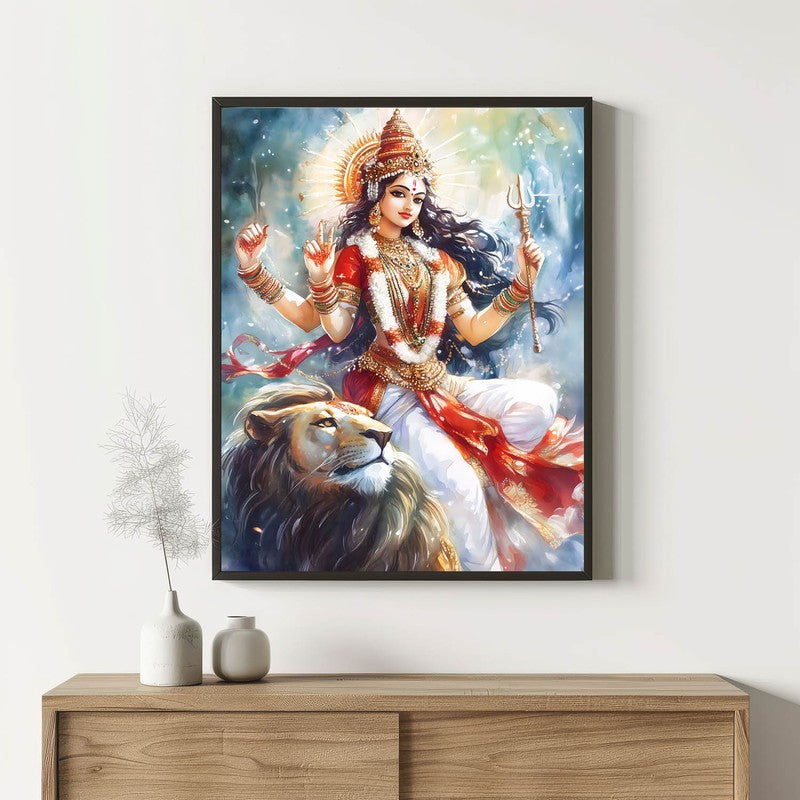 Radhe Gopalam Spiritual Archival Paper Wall Painting With Frame - Black