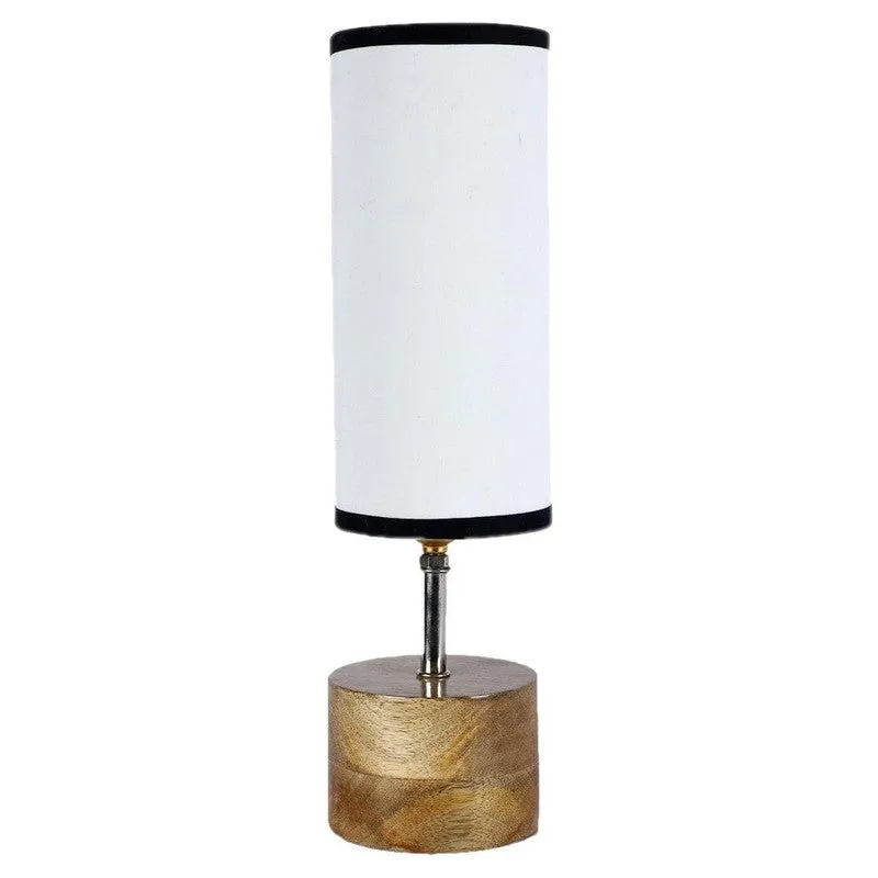 Rustic Wood & Fabric Table Lamp - White,Black media 4