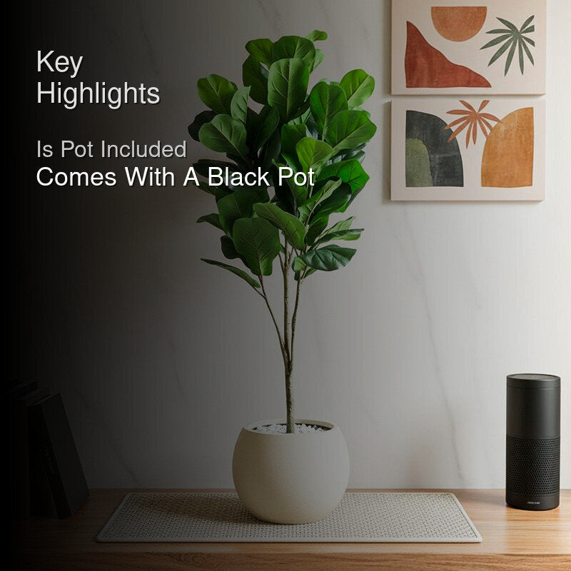 Aveli Artificial Fig With Black Plastic Pot - 80 cm (2.6 ft) media 2