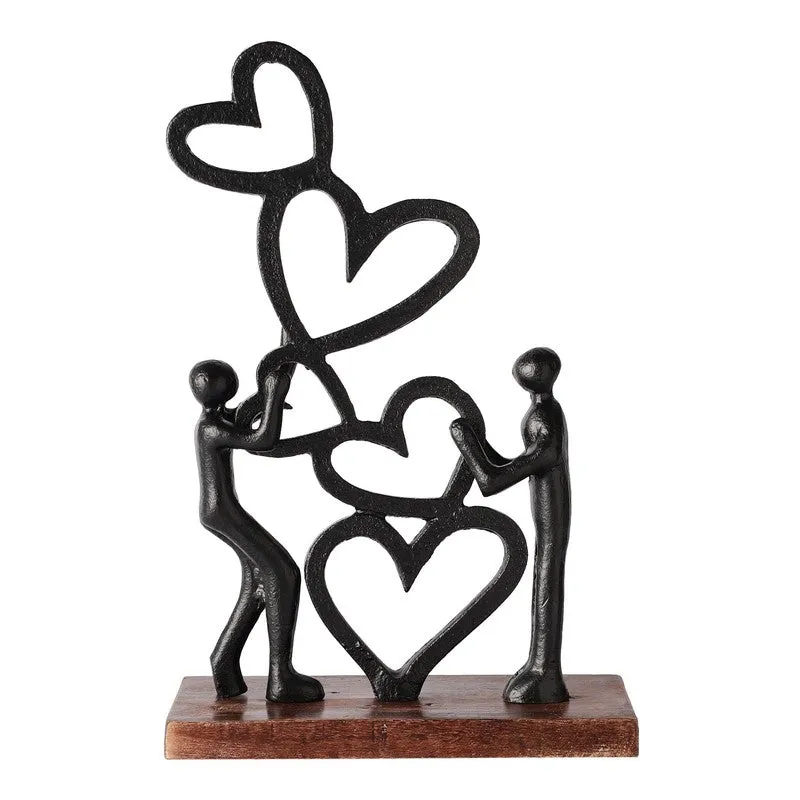 Heart Bloom Couple Aluminium Showpiece - Black media 5
