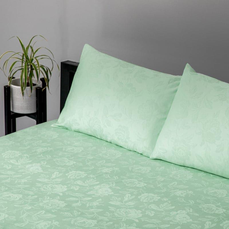 Fruva Floral Jacquard Cotton Bedsheet (Green) - 300 TC media 4