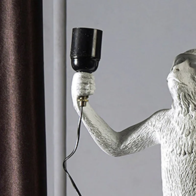Cheeky Monkey Painted Resin Lamp - Grey,Black media 5