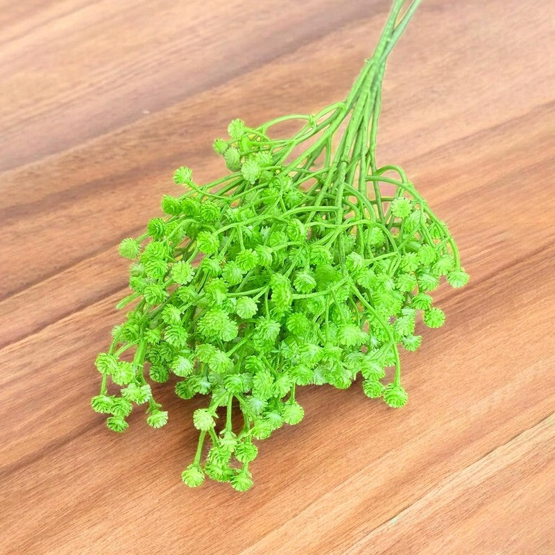 Baby's Breath Plastic Gypsophila Artificial Flower (Green) - Set Of Three media 3