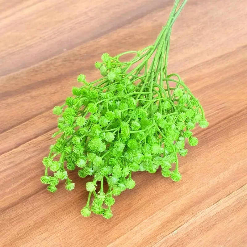 Baby's Breath Plastic Gypsophila Artificial Flower (Green) - Set Of Three media 3