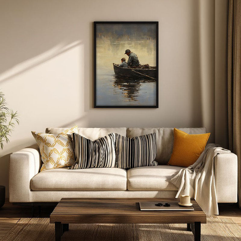 Father & Son Archival Canvas Wall Art - Black Frame