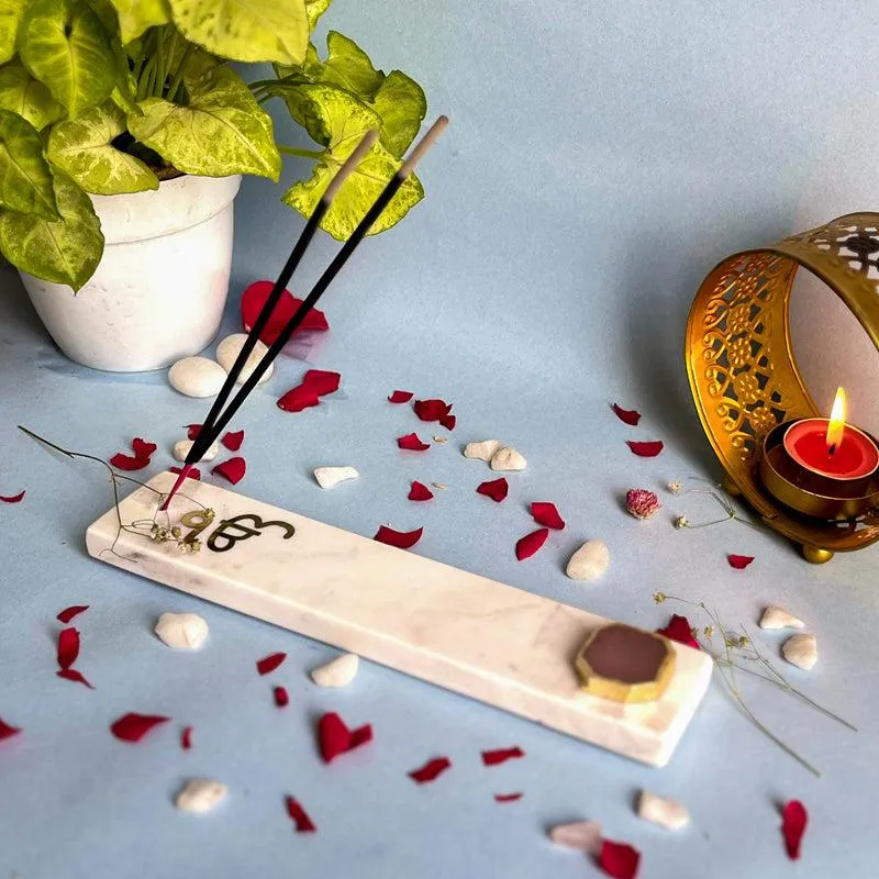 Ik Onkar Incense Holder With Rose Quartz Plating - Pink media 3