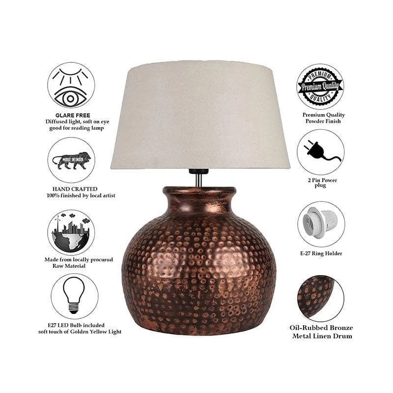 Ruchi Fabric Table Lamp - Beige,Bronze media 6