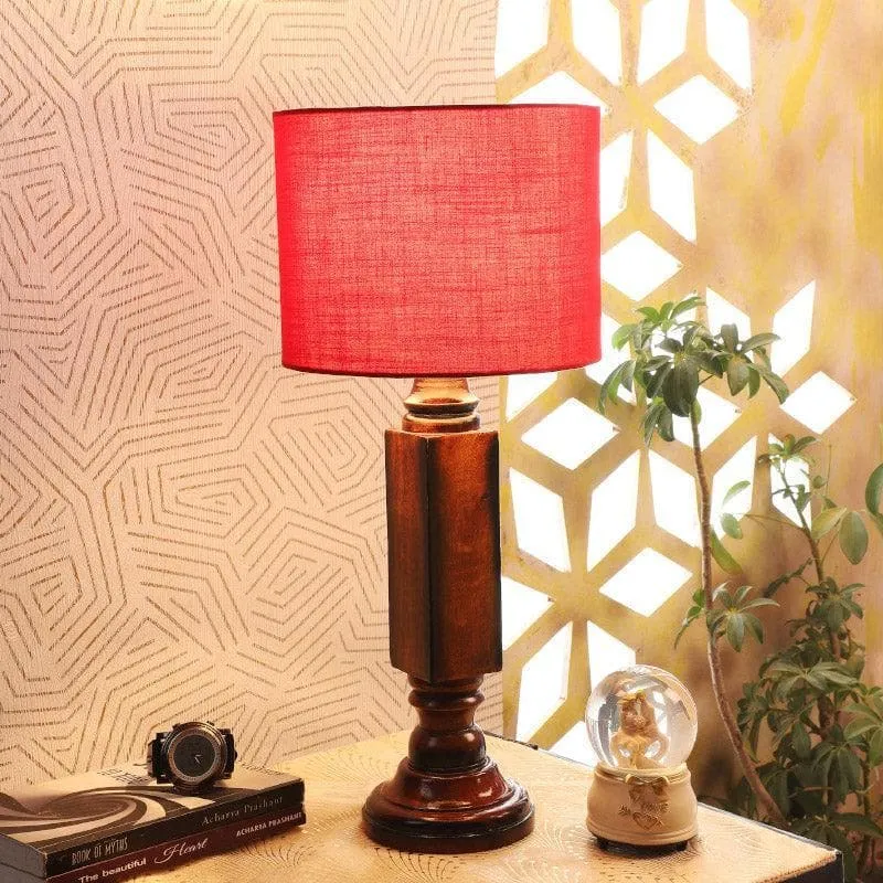 Rosa Raul Fabric Table Lamp - Red,Brown media 1