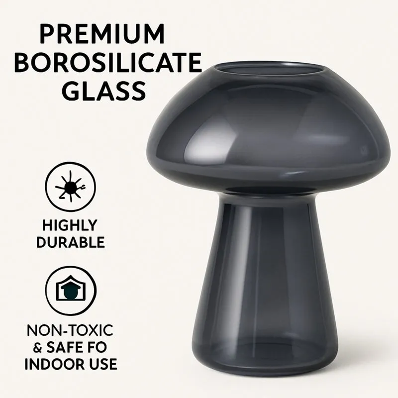 Shrooms Glass Vase - Black media 7