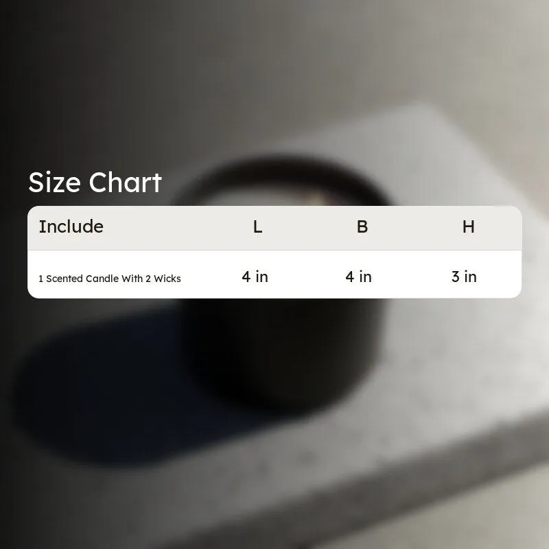 Black candle shown with a size chart overlay