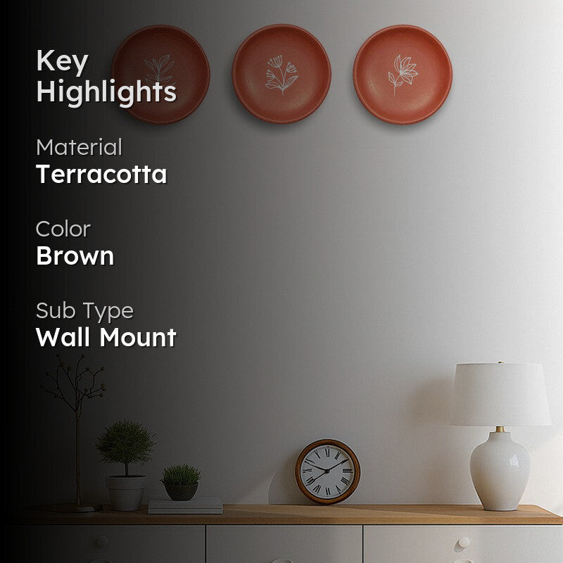 Earthy Blooms Terracotta Wall Plate - Set Of Three media 2