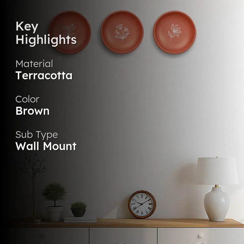 Earthy Blooms Terracotta Wall Plate - Set Of Three media 2