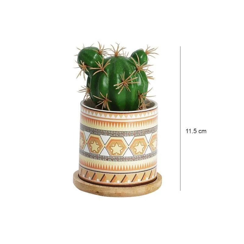 Faux Cacti In Ethnic Pot - 13.5 cms media 4