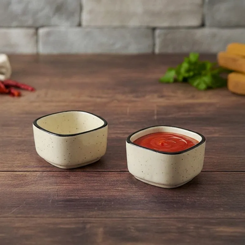 Culinex Ceramic Dip Bowls (White ,50 mL Each) - Set Of Two media 1