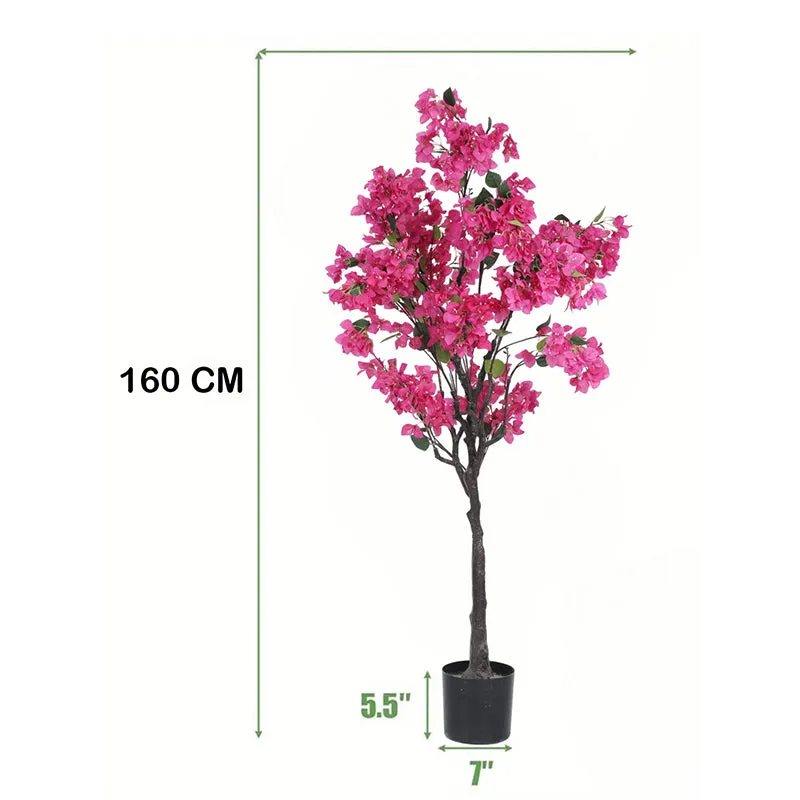 Villa Flora Artificial Bougainvillea With Black Plastic Pot (Pink) - 5.3 Feet media 7