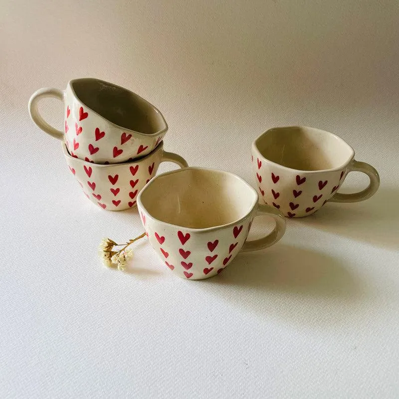 Heart Melody Ceramic Coffee Mug (240 mL Each) - Set of Four media 4