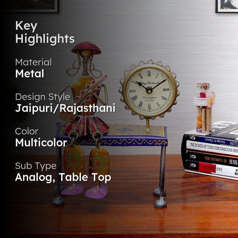 Handcrafted Artistic  Metal Table Clock media 2