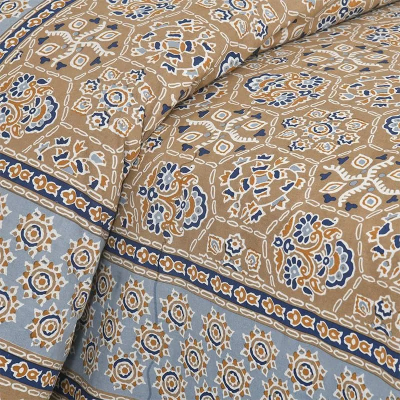Avsara Floral Cotton Bedsheet (Brown,Grey) - 160 TC media 3
