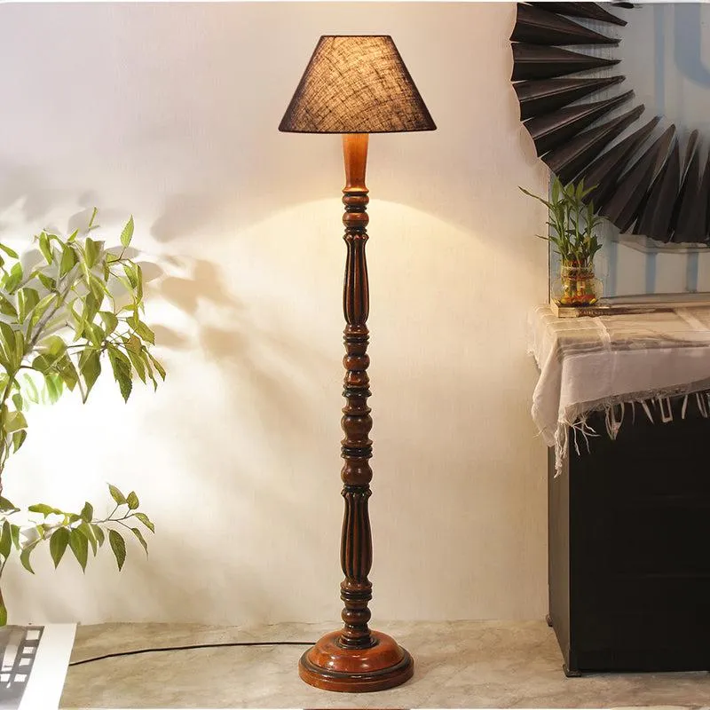 Tira Vintage Wooden Floor Lamp With Jute Shade - Blue media 1