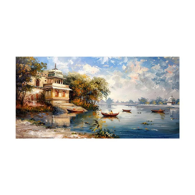 Hushed Lakeside View Poly Canvas Wall Painting media 4