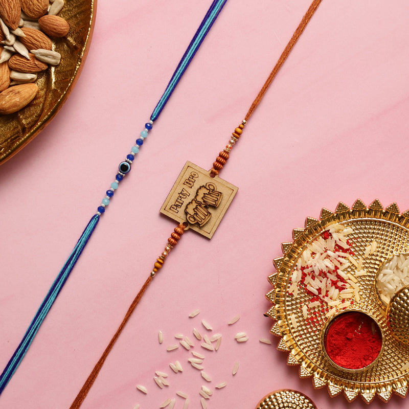 Party Bro Rakhi with Roli Chawal - Three Piece Set