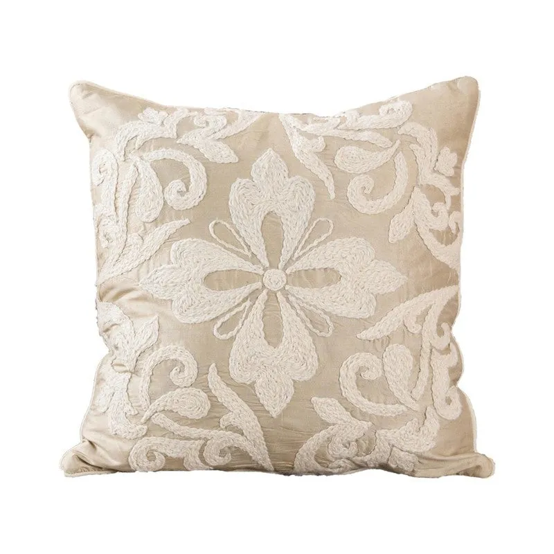 Jacobean Elegance Embroidered Cotton Cushion media 3