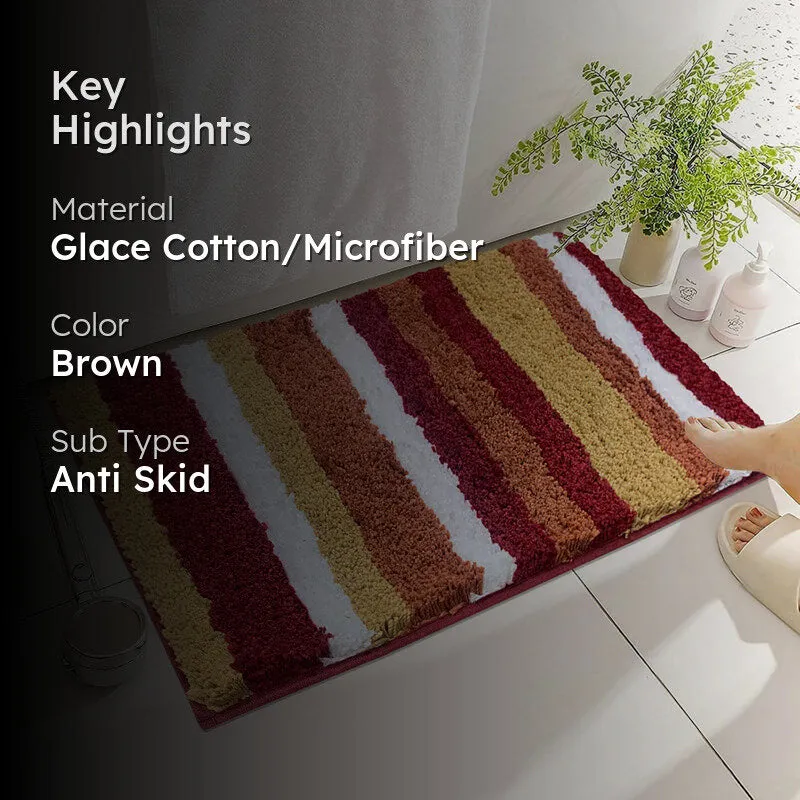 Stripe Luxe Bath Mat - Cinnamon Brown media 2