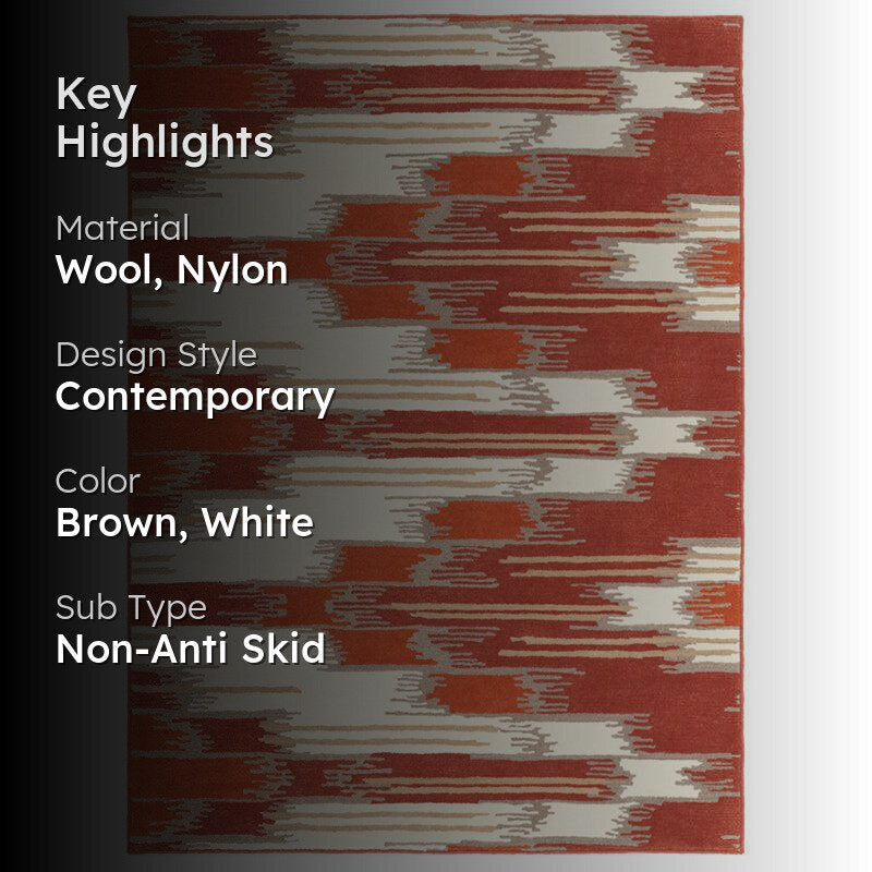 Cirdan Abstract Wool & Nylon Carpet -  Brown & White media 2