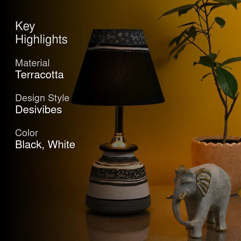 Abdel Terracotta Table Lamp - Black,White media 2
