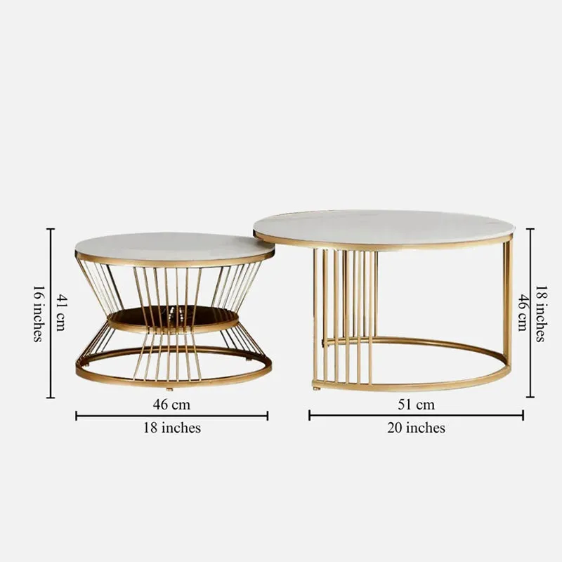 Phoenix Accent Table with Marble Top (Gold & White) - Set Of Two media 6