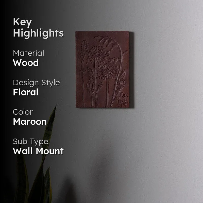 Terracotta Breeze Luxury Dandelion Carved Wooden Wall Plate media 2
