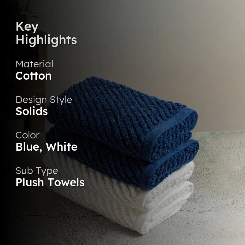 Nautica Riviera Soft Cotton Hand & Face Towel (Navy Blue & White) - Set Of Four media 2