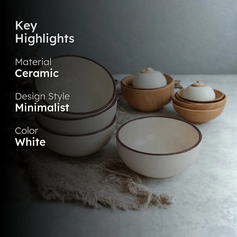 Swaad Katori Ceramic Snack Bowls (White, 180 mL Each) - Set Of Four media 2