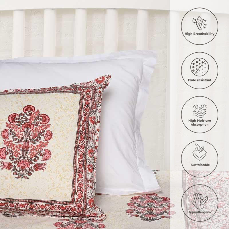 Pink Zinnia Cotton Bedsheet - 144 TC media 3