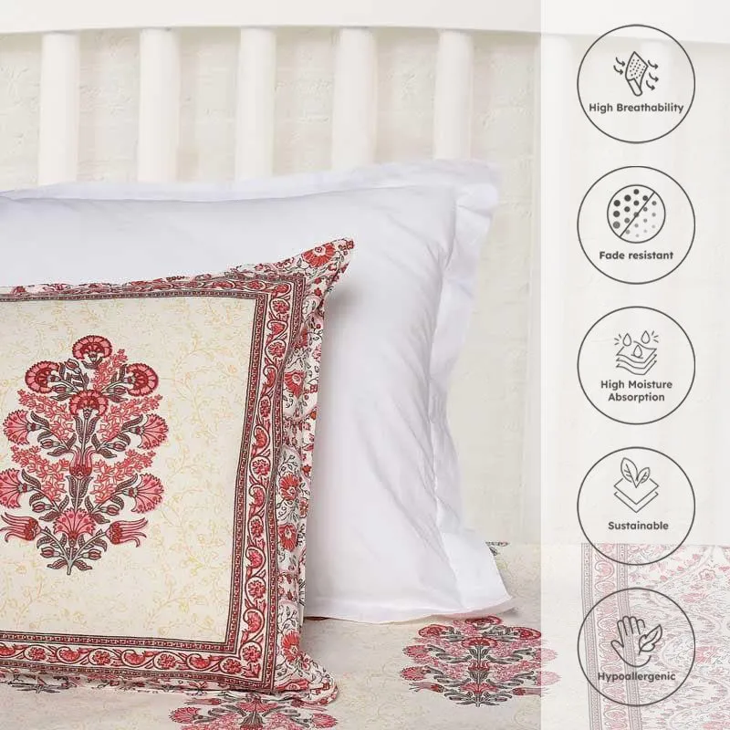 Pink Zinnia Cotton Bedsheet - 144 TC media 3