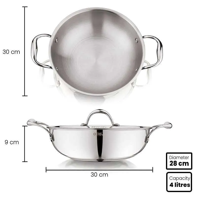 Suko Induction Safe Kadhai With Lid - 4000 mL / 11 Inches media 4