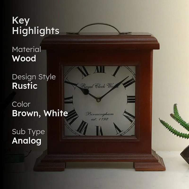 Sorien Silent Wooden Table Clock - Brown media 2