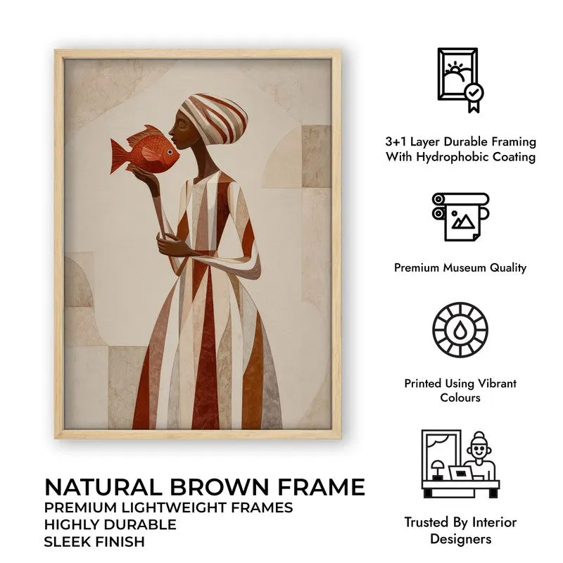 Sahira Traditional Woman Portrait Canvas Wall Painting With Brown Frame media 10