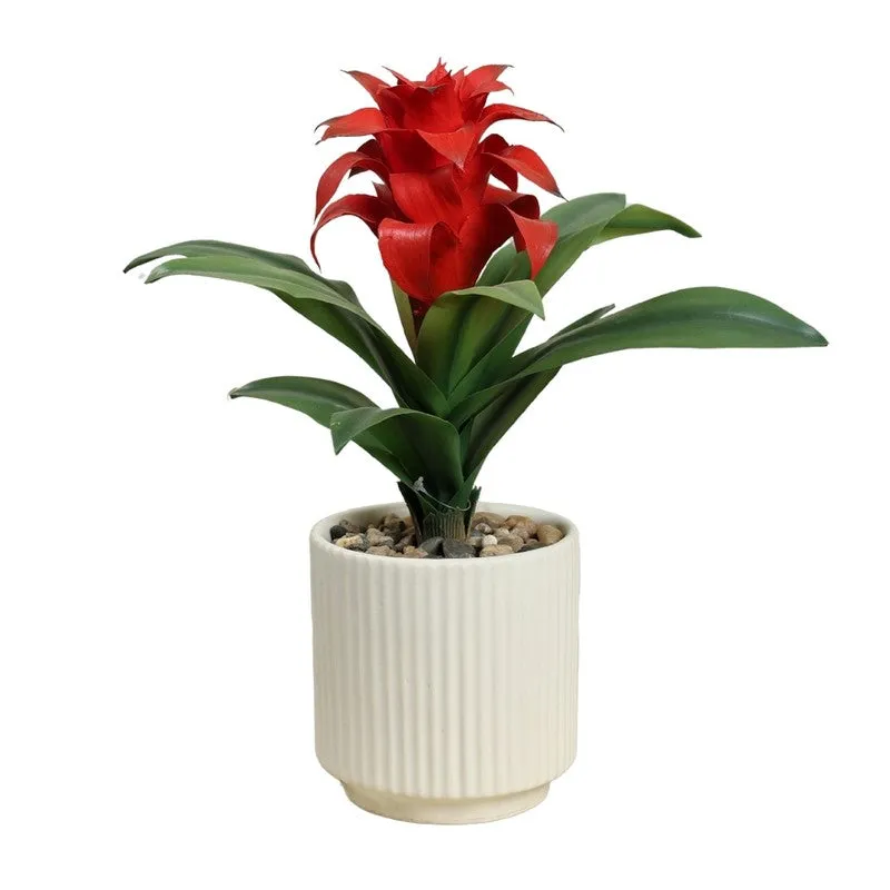 Artificial Red Ginger Lily Bonsai Plant With Ceramic Pot - 0.7 Feet media 4