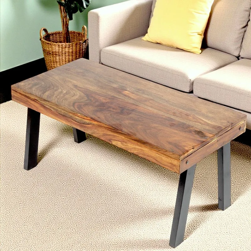 Xexon Sheesham Wooden Center Table - Light Brown media 1